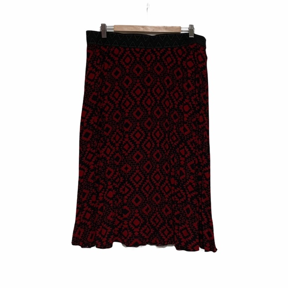 Lularoe Pleated Jill Skirt in Red & Black Sz 2X